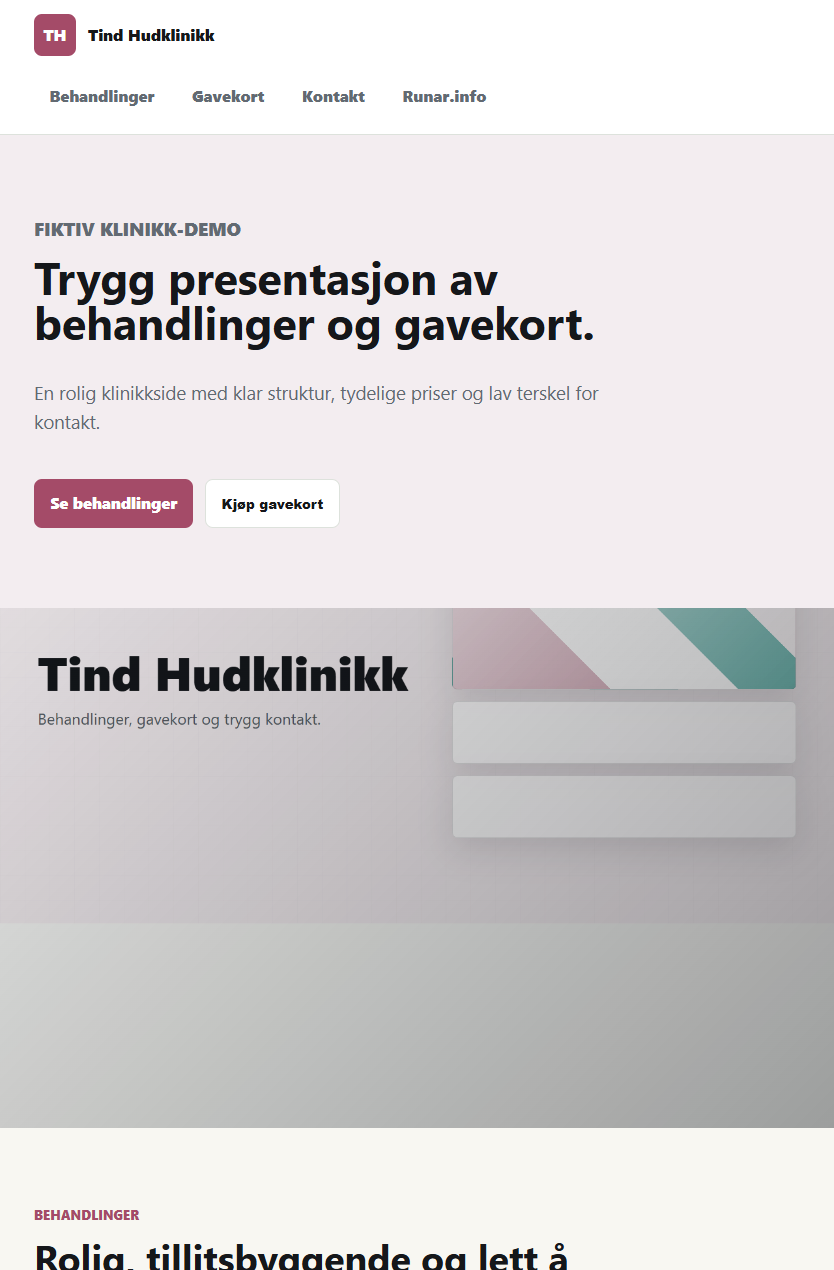 Tind Hudklinikk demo